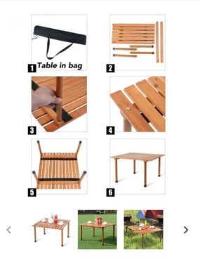 Foldable Wooden Camping Table in Natural Wood - Portable Serveware ..
